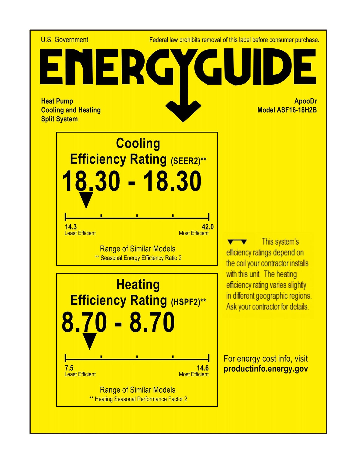 ApooDr ASF Series 18000 BTU Mini Split Air Conditioner Ductless Inverter System 18.3 SEER2 with Heat Pump 220V 1.5 Ton,with Installation Kit