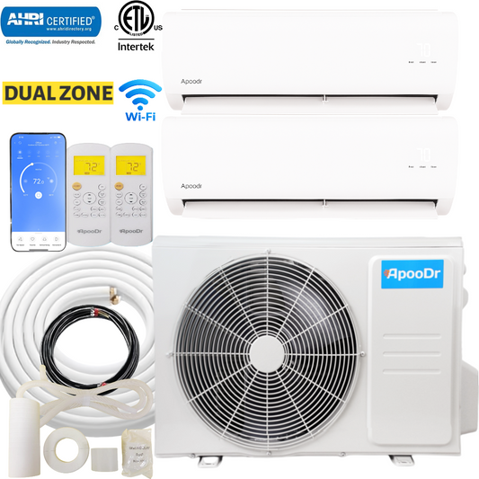 18000 BTU Dual Zone Mini Split Air Conditioner - Heat Pump