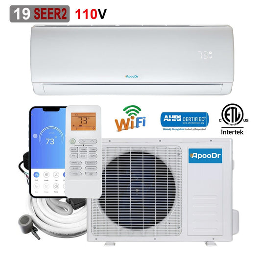 12000 BTU AES 19 SEER2 Ductless AC Mini Split Air Conditioner Heat Pump 110V Wifi
