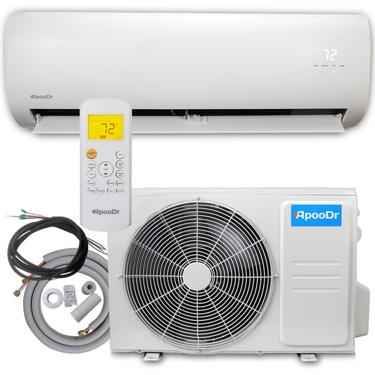 ApooDr ASF Series 9000 BTU Mini Split Air Conditioner Ductless Inverter System 17 SEER2 with Heat Pump 110V,with Installation Kit